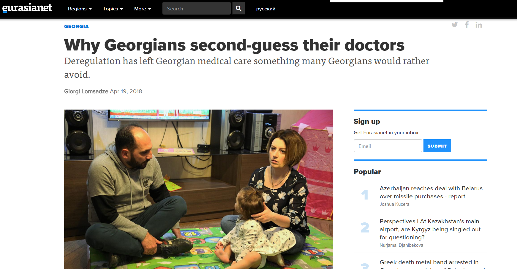 Why Georgians second-guess their doctors - Deregulation has left Georgian medical care something many Georgians would rather avoid | Curatio International