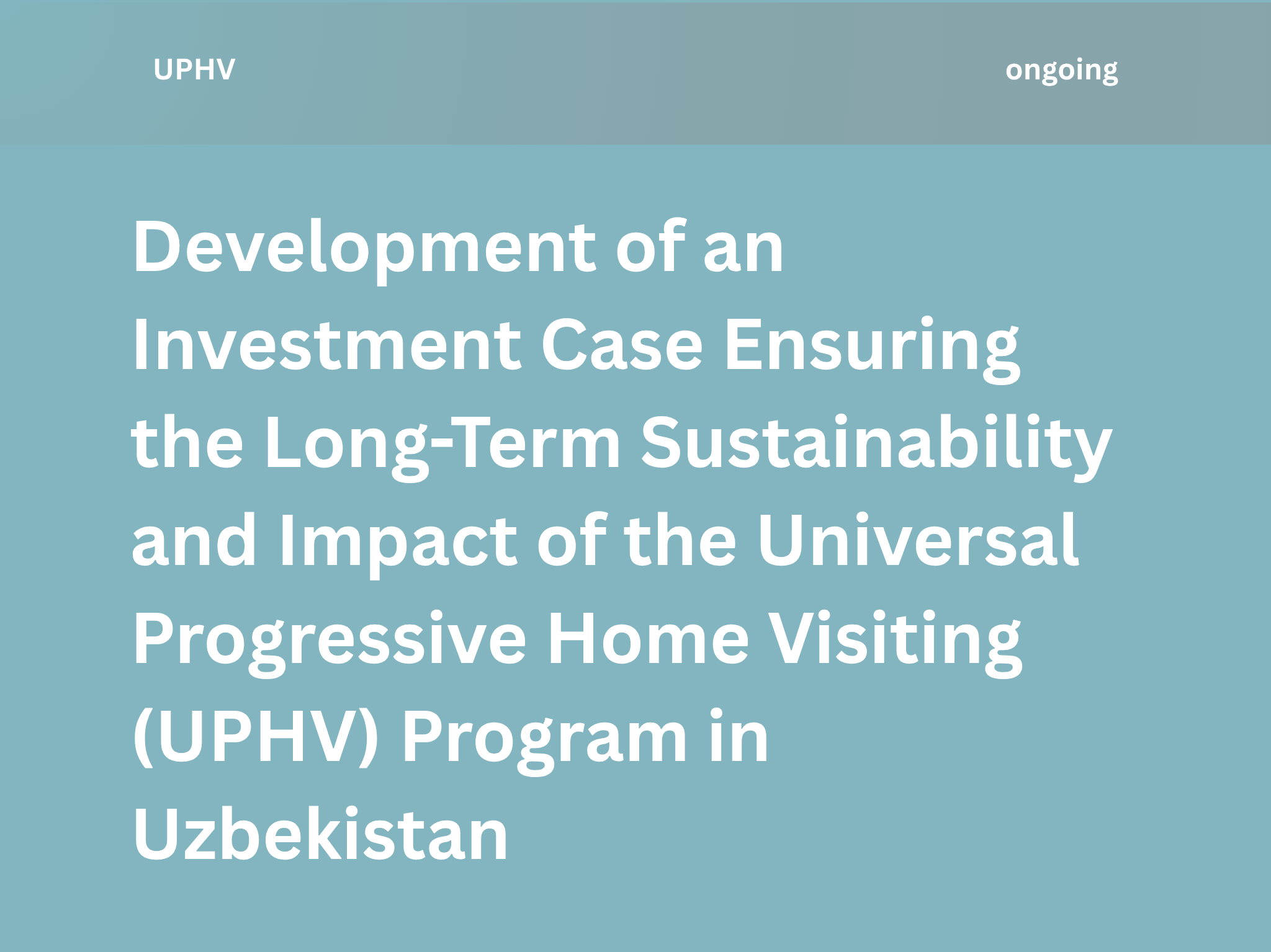 Developing an Investment Case for Sustainable UPHV in Uzbekistan